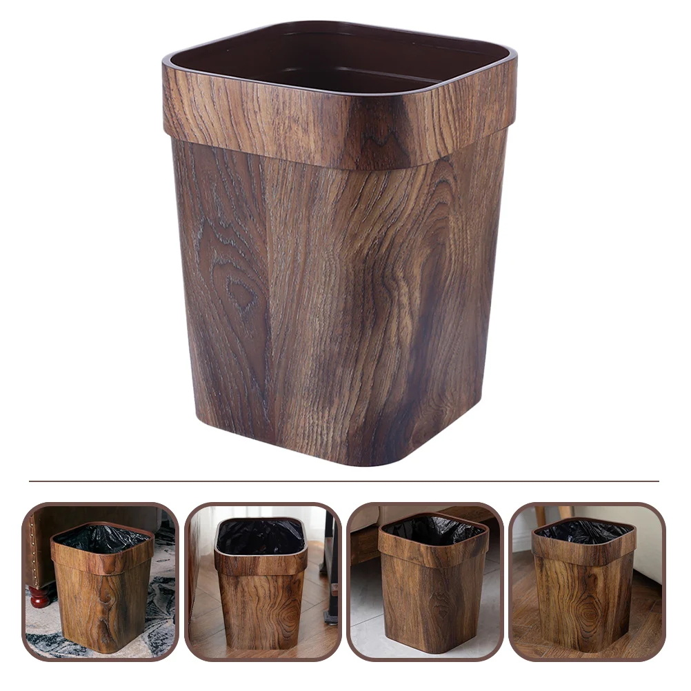 

Trash Can Bin Garbage Waste Kitchen Bathroom Office Basket Cans Bedroom Wood Dustbin Rubbish Farmhouse Bucket Wastebasket Grain