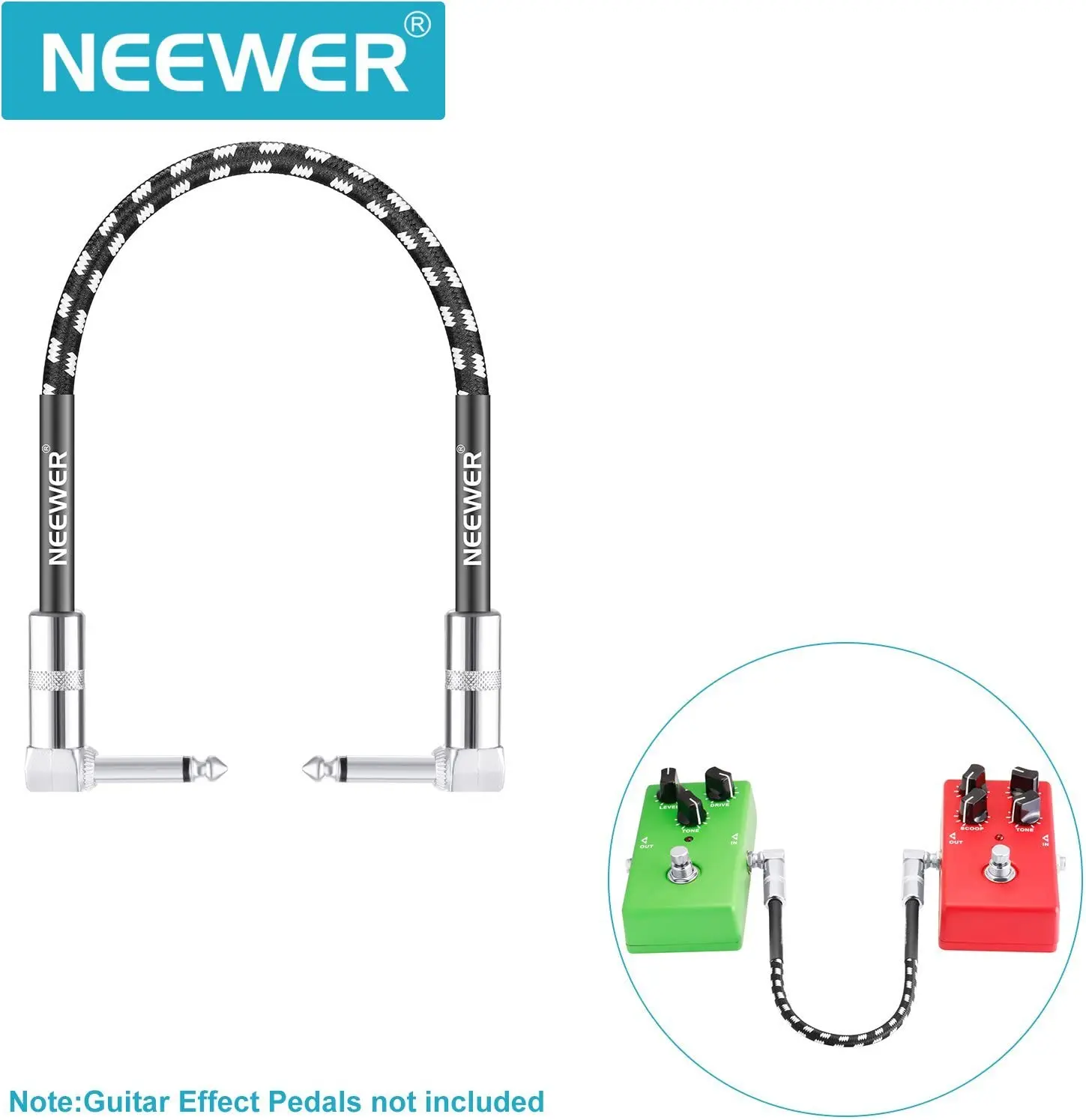 Neewer®1 фут соединительный кабель для гитары с прямоугольным штекером 1/4 дюйма