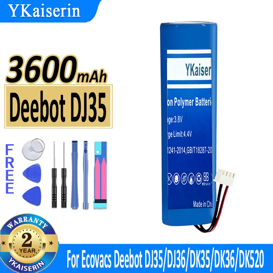 

Аккумулятор ykaisin на 3600 мА · ч Для Ecovacs Deebot DJ35 DJ36 DK35 DK36 DK520 DN520 DN55 Bateria