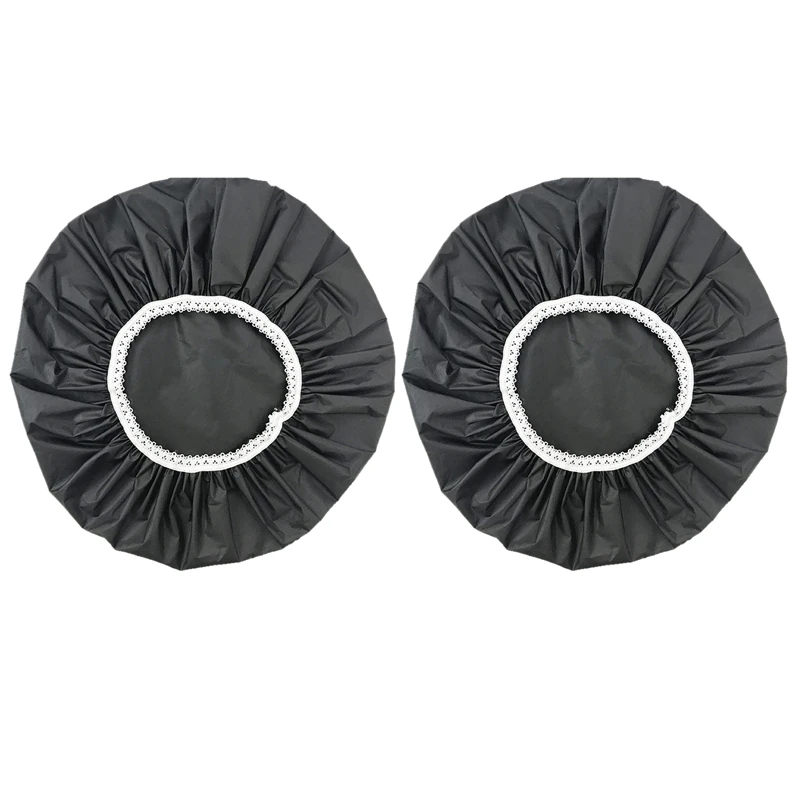 

2Pcs Household Waterproof Shower Cap, Swimming Cap, Hotel Elastic Shower Cap Hair Set (Black)