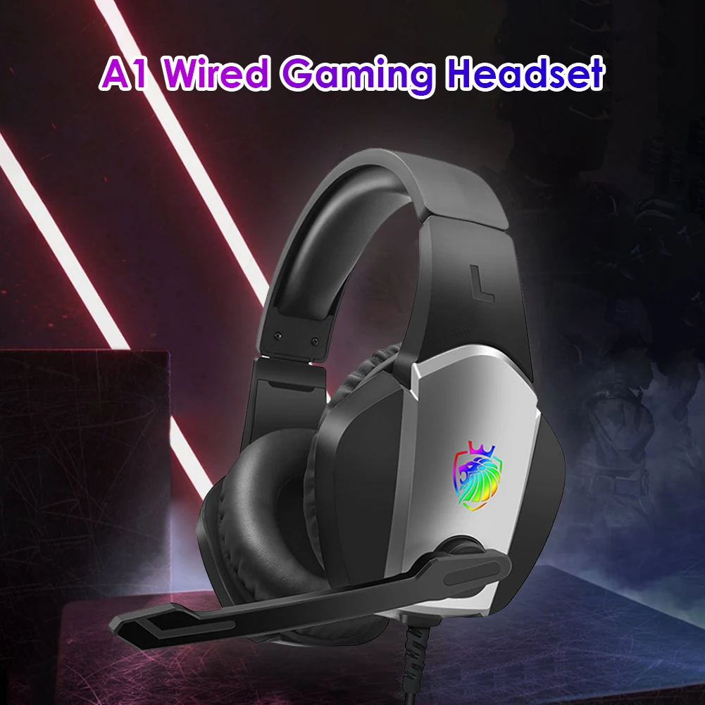 

A1 Over Ear Gaming Headset with Noise Cancelling Mic Wired Computer Headphones Wired Earphone HiFi Headphones