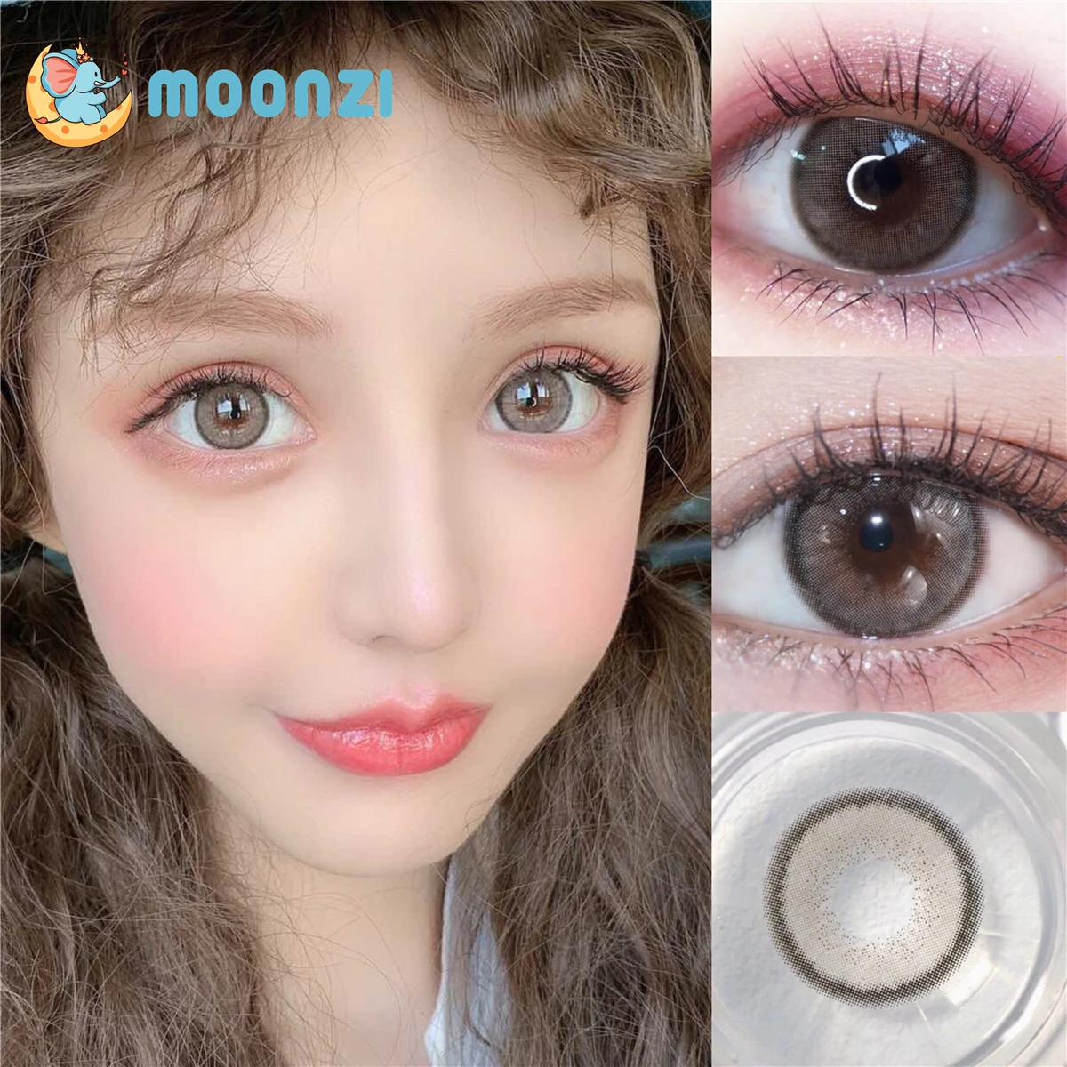 

MOONZI rubi brown contact lens small beauty Pupil Colored Contact Lenses for Eyes yearly degree Myopia prescription