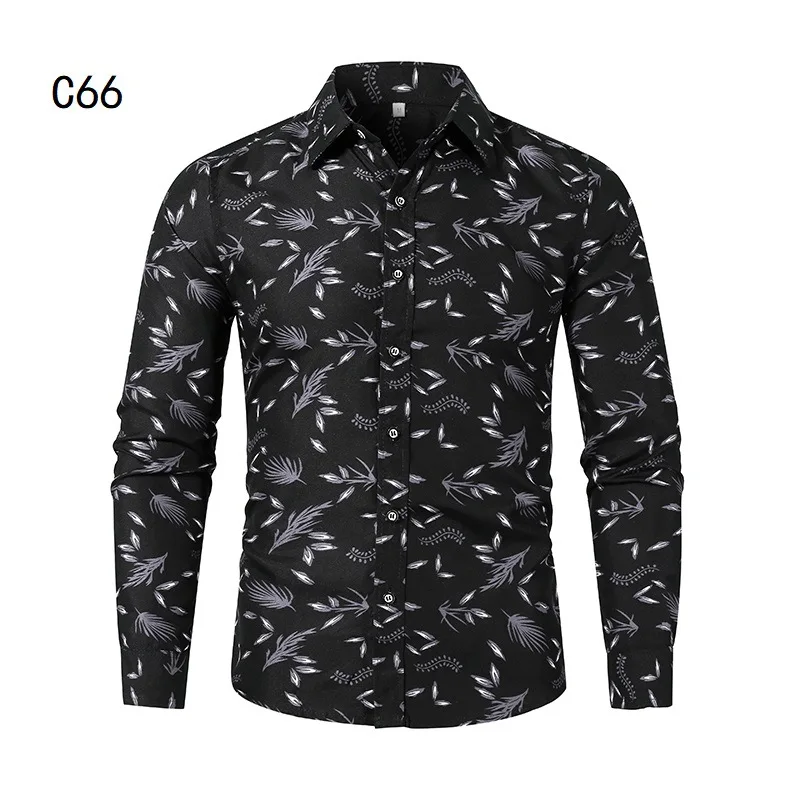 

Top Selling Product In 2022 Spring New Men's Long-sleeved Shirt Hot Sale Loose Printed Casual Chemise Homme Men's Clothing