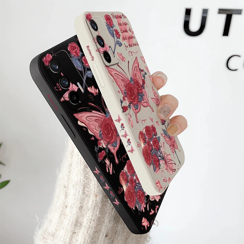 Rose Flowers Butterfly Case For OPPO Realme GT NEO2 Master GT2 XT X2 Q5 Q3I V5 V13 U1 Pro Shockproof Soft Silicone Phone Cover