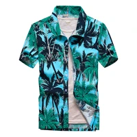 summer fashion hawaiian shirt plus size 5xl mens t shirt shirt short sleeve button coconut tree print casual beach