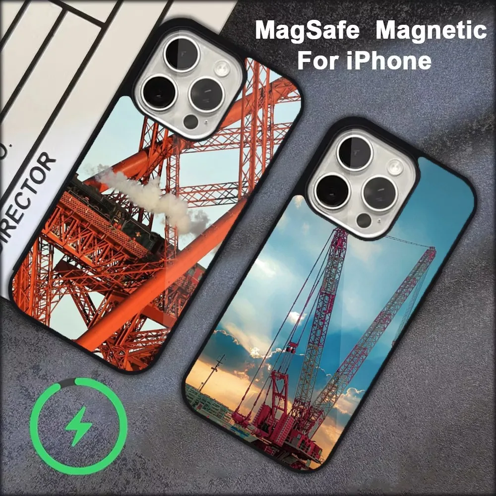 Чехол для телефона D-derrick с подъемным краном iPhone 16 15 14 13 12 11 Pro Max Plus Mini Magsafe Магнитный