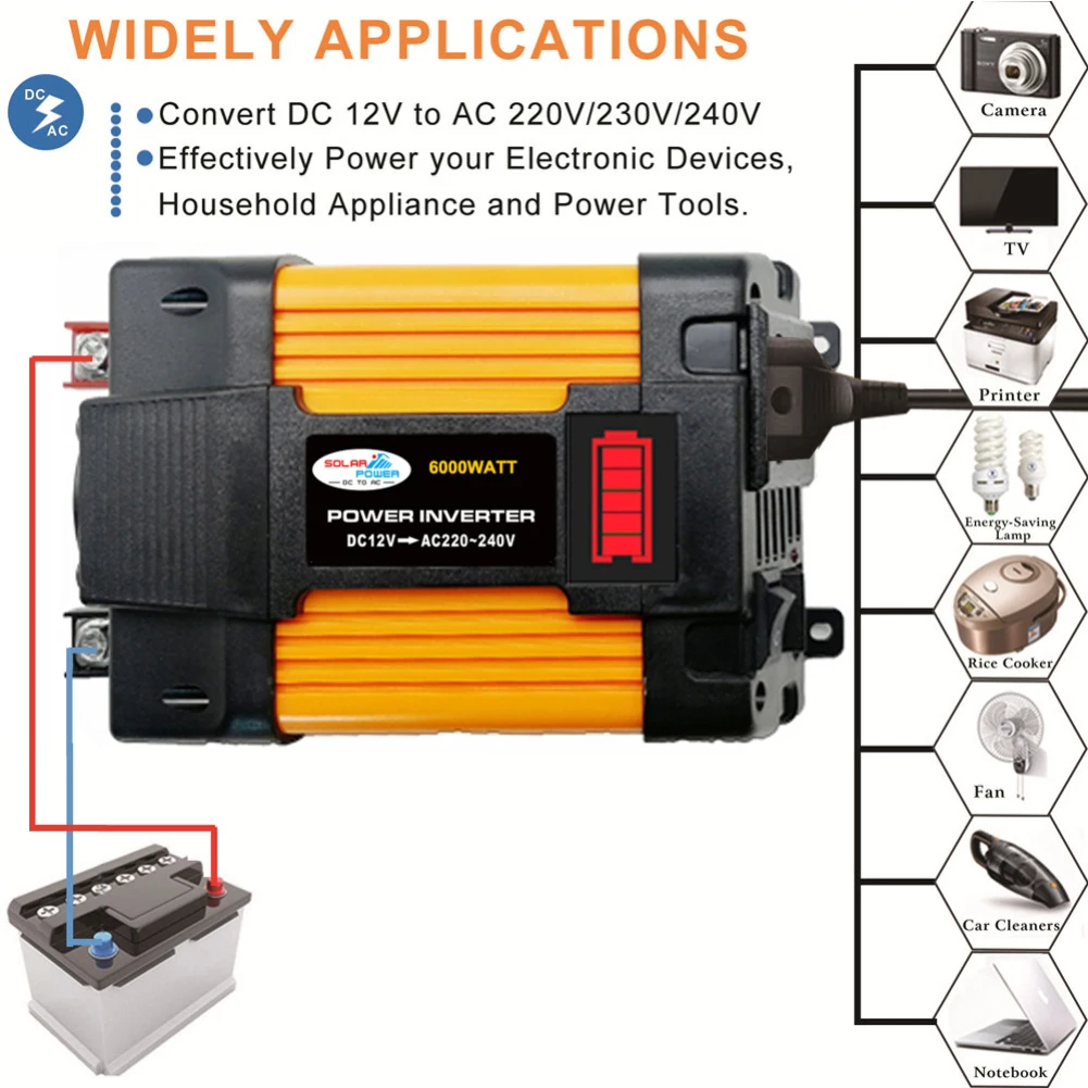 

DC 12V To AC 220V Portable Car Power Inverter Charger Display Multifunction Converter Adapter Socket Auto Accessories