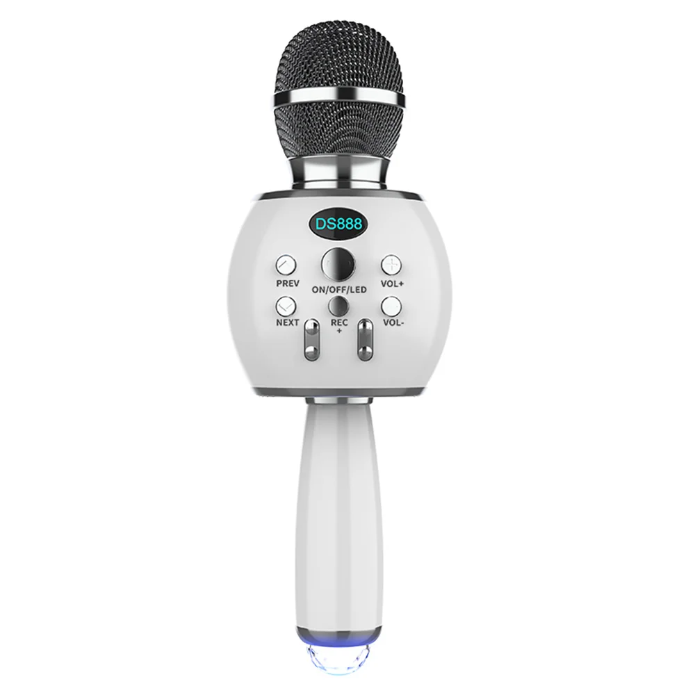 

DS888 Bluetooth микрофон для караоке беспроводной Профессиональный Динамик ручной плеер Запись голоса музыки микрофон, серебристый