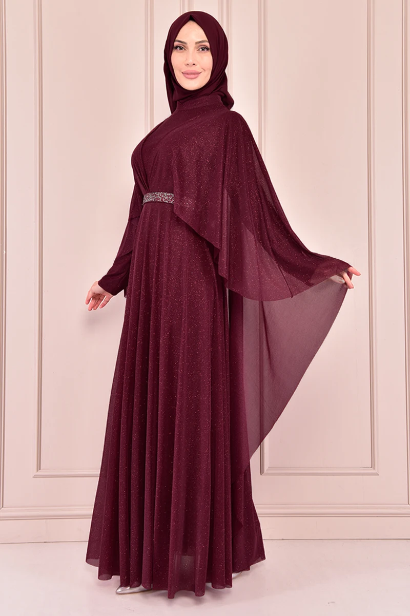

Silvery Dress Burgundy KBR10026