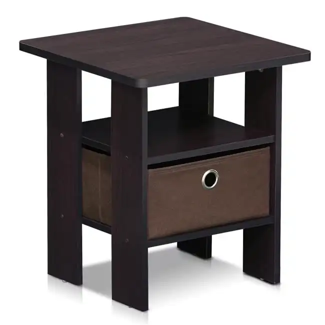 

Andrey End Table Nightstand with Bin Drawer, Dark Walnut