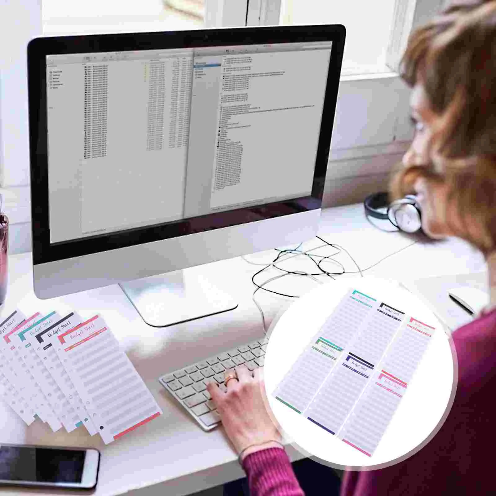 

20Pcs Office Notepad Plan Consumption Budget Paper with Hole for Business Use