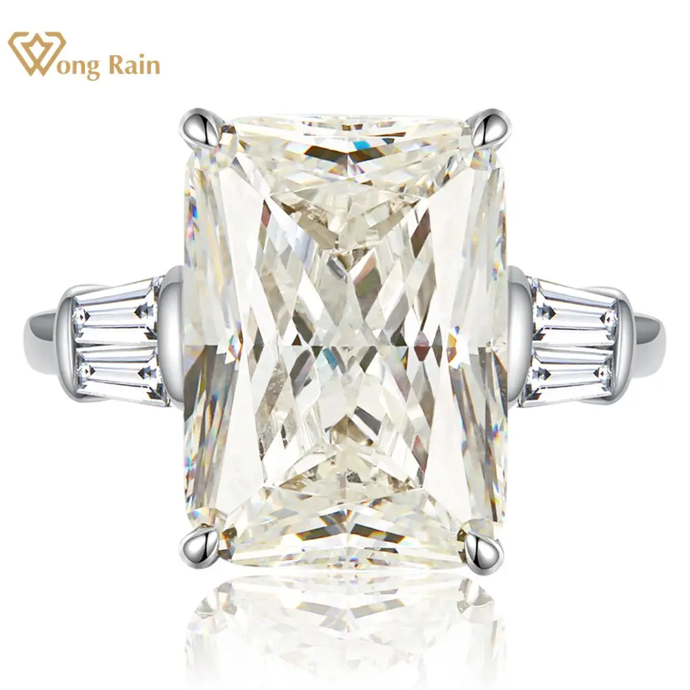 

Wong Rain 100% 925 Sterling Silver VVS 3EX 6CT Radiant Cut Simulated Moissanite Gemstone Engagement Ring Fine Jewelry Wholesale