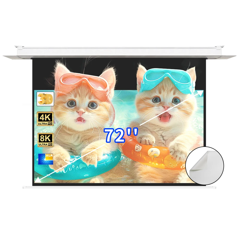 Потолочный подвесной проекционный экран HD моторизованный 3d 8k проектора 110 дюймов