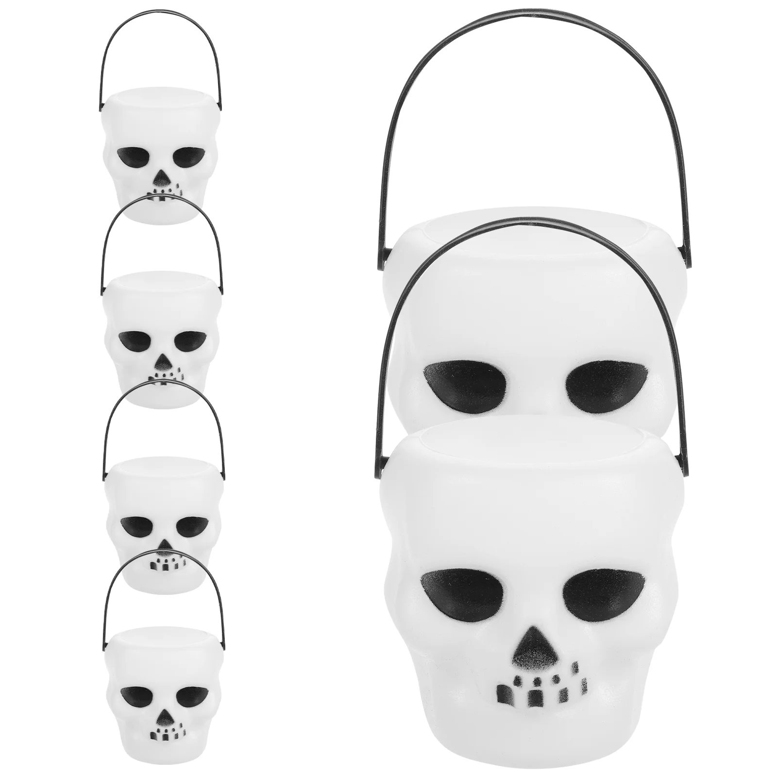 

Halloween Pumpkin Bucket Supplies Candy Basket Treats Party Favors Handheld Gift White