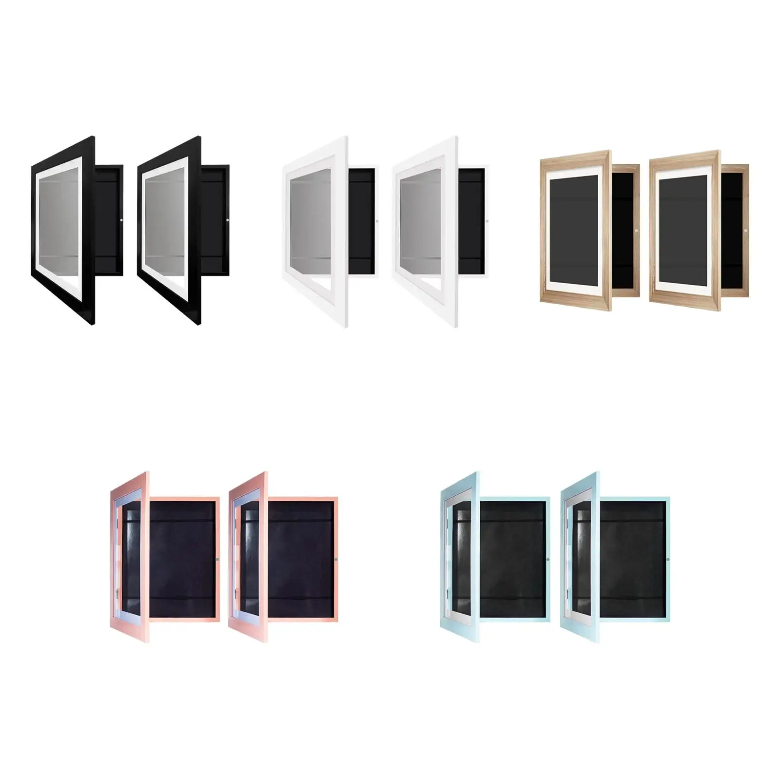 

2x Wooden Photo Frame Home Storage Projects Glass Floating Front Open Artwork Picture Frame for Housewarming Birthday Cabinet