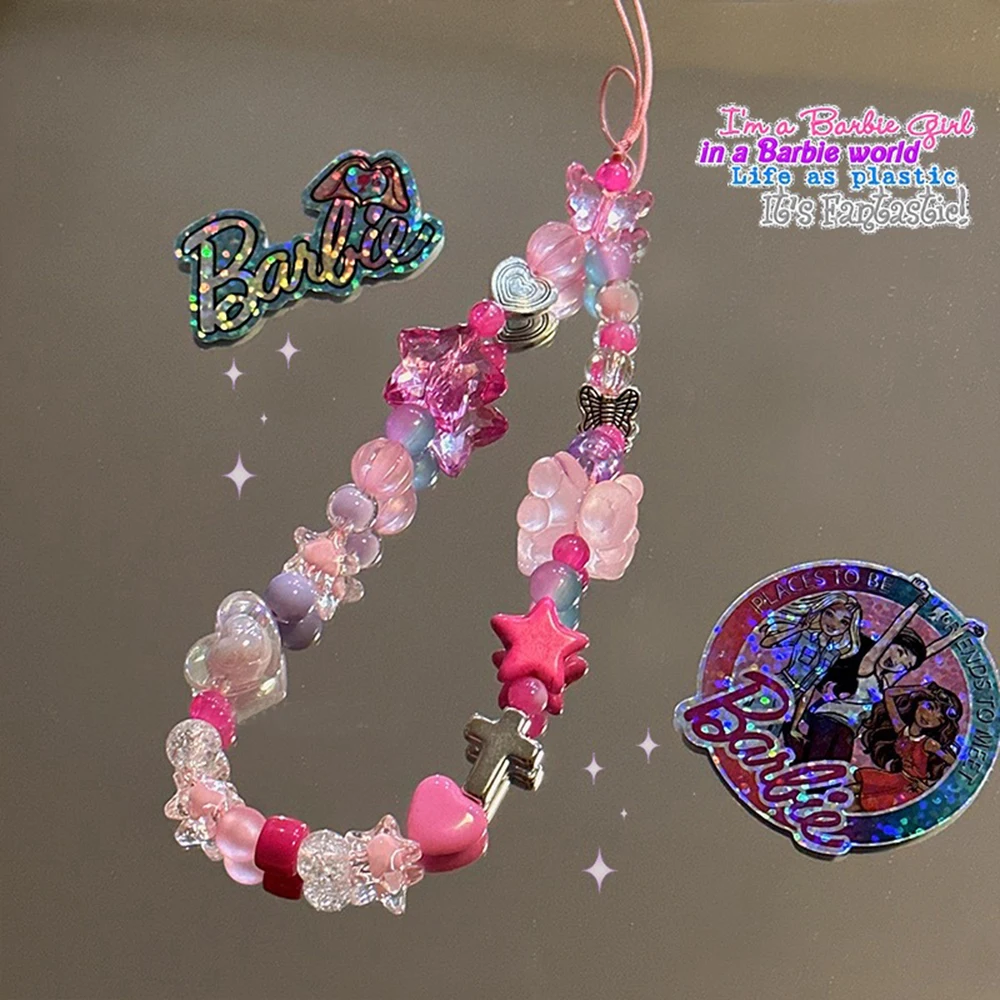 

Pink Bear Pentagram Beaded Mobile Phone Chain Lanyard Charm Women Girls y2k Phone Chain Jewelry Telephone Pendant Decoration