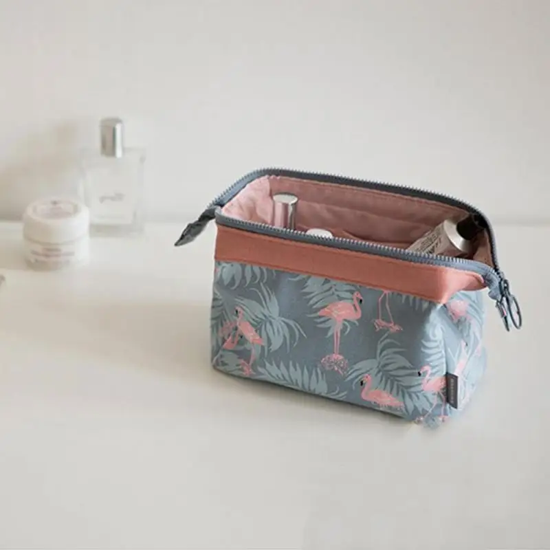 

18x13x9cm Makeup Organizer Toiletry New Cosmetic Bag Travel Organizer Flamingo Storage Tools Polyester Cotton Storage Bags Women