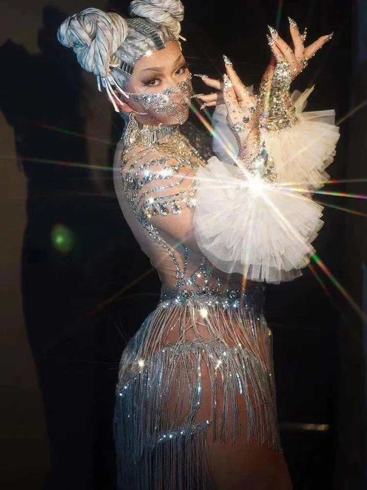 Платье для танцев с блестящими стразами и кисточками перчатки сексуальный