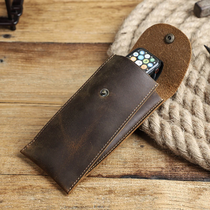 

Classical genuine leather brown color Travel Watch Roll Case