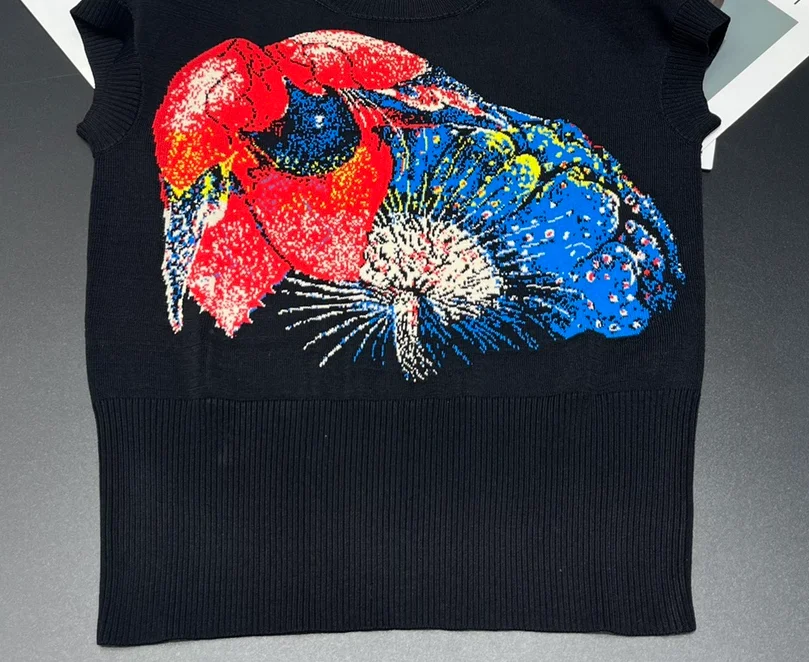 

142359Fashion Classic Luxury Designer cloth New Spring/Summer Colorful Pattern O-Neck Knitted Tank Top