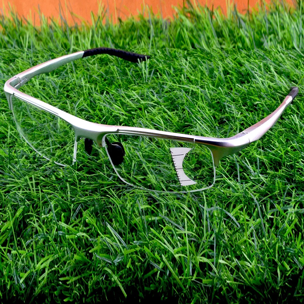 

Al-mg Alloy Sporty Delicate Hinge Half-rim Silver Frame Cool Men Progressive Multifocal Limited Reading Glasses +0.75 to +4