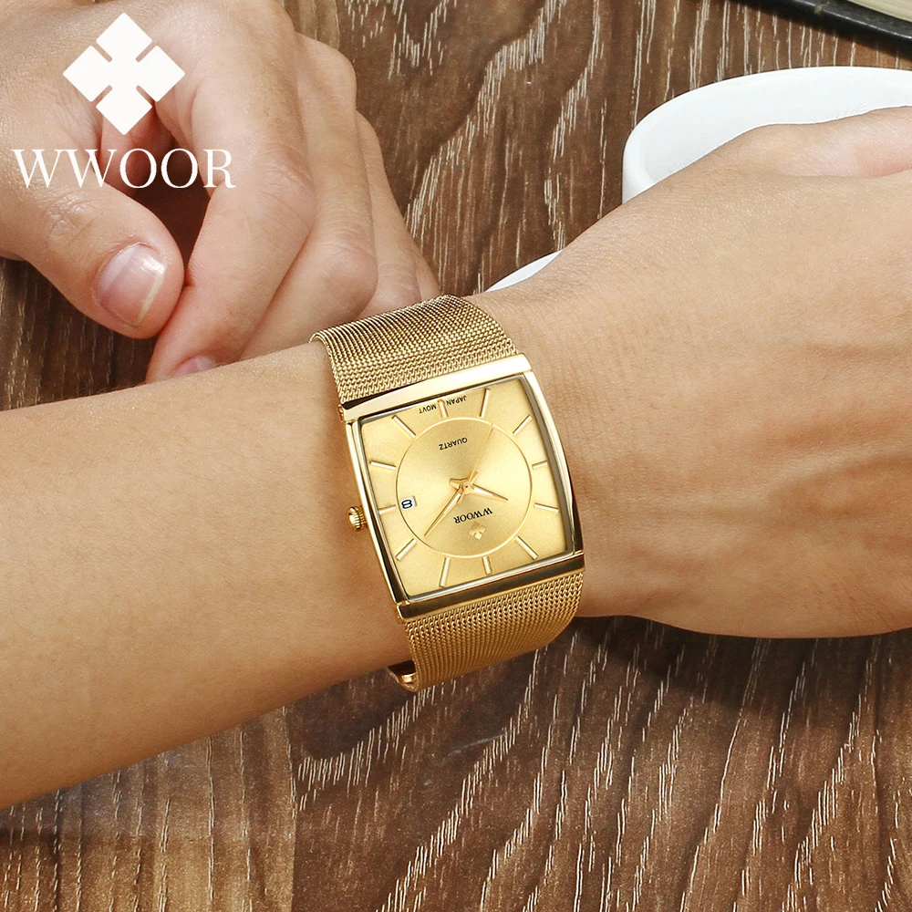 WWOOR лучший бренд класса люкс японские кварцевые часы мужские ультратонкие
