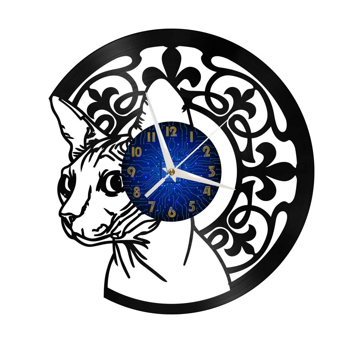 

Pharaoh Cat Vinyl Wall Clock, Vinyl Record Clock Wall Art Silent & Non-ticking