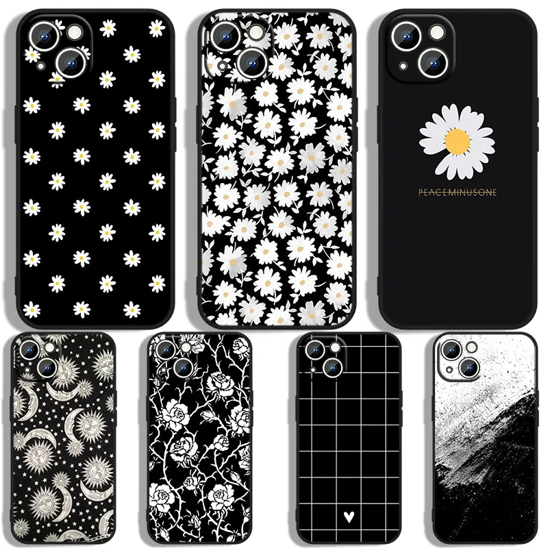 

Daisy flower painting Phoen Case For Apple iPhone 11 12 13 14 Max Mini 5 6 7 8 S SE X XR XS Pro Plus Black Cover Soft Back Capa