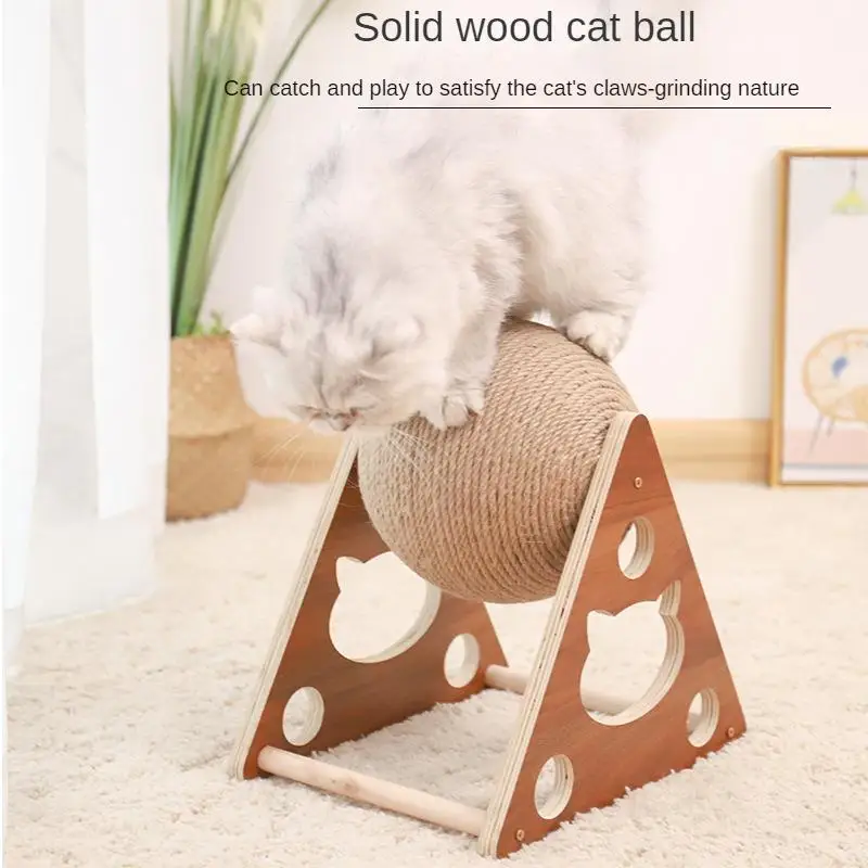 

Cat Scratching Ball Wood Stand Pet Furniture Sisal Rope Ball Toy Kitten Climbing Scratcher Grinding Paws Scraper Toys For Cats