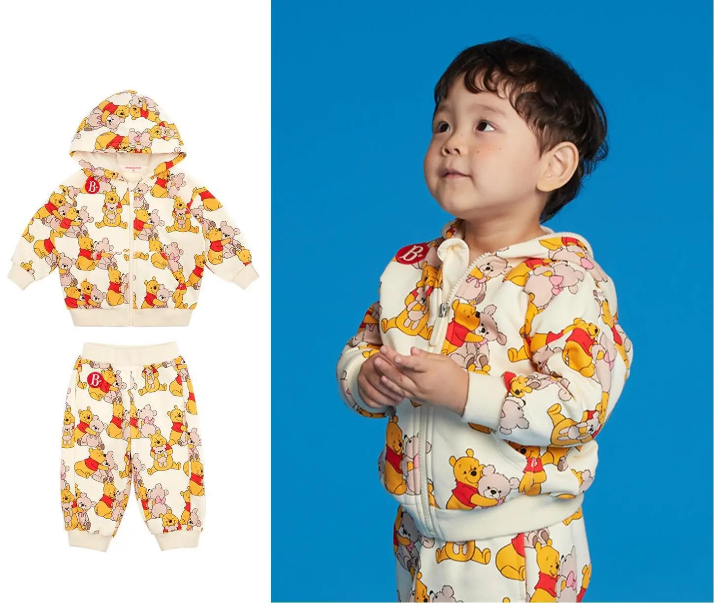

Cartoon Bear Sweatshirt Hoodie Pants Sets Boys Girls 2022 Autumn Winter Brand Designer Cotton Cute Hooded Sets Cloth Boys Kids