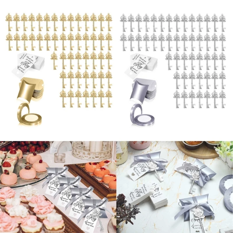 

50 комплектов, винтажный ключ, открывалка для бутылок, свадебная вечеринка, сувенирный подарок для гостя с благодарственными для