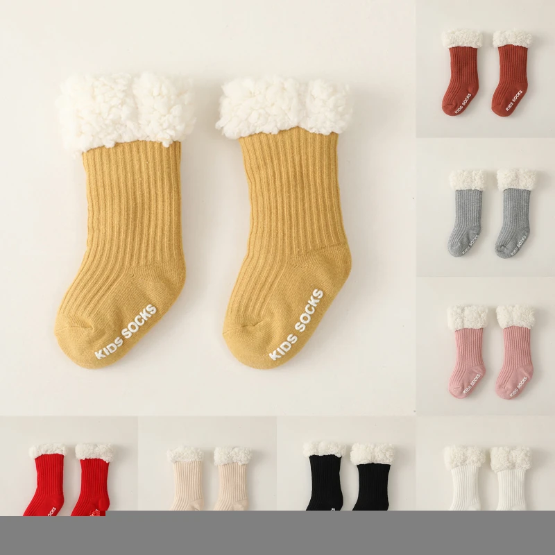 

Winter Baby Socks Cute Thicken Warm Kids Sock Thermal Cashmere Newborn Toddlers Girls Boys Anti Slip Floor Socks 6Month-3Years