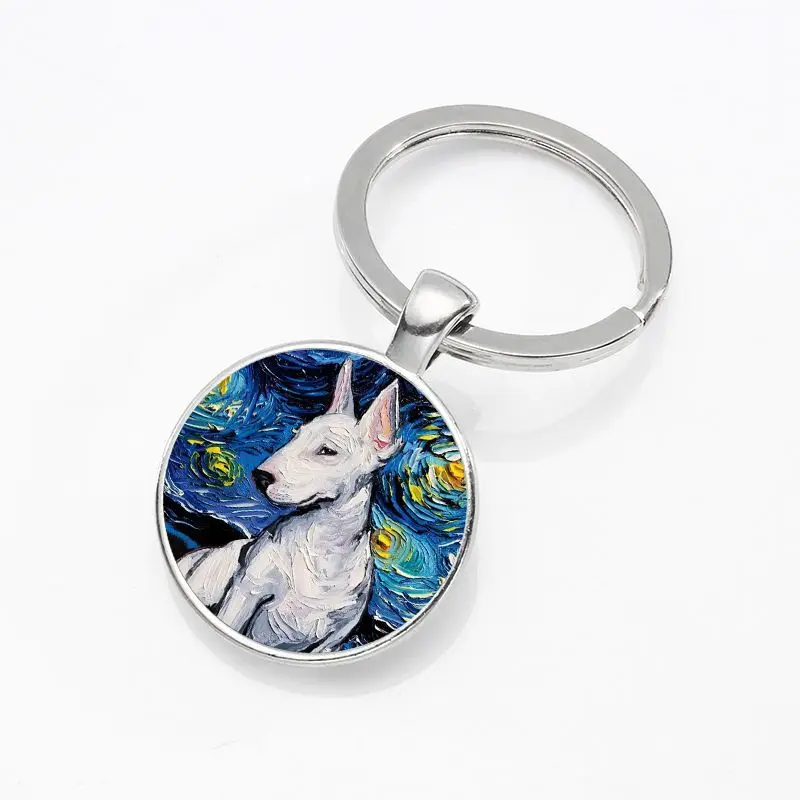 Популярный ключница-подвеска с жемчужным украшением, ретро масляная живопись "Звездная ночь" Ван Гога с питомцем собакой.