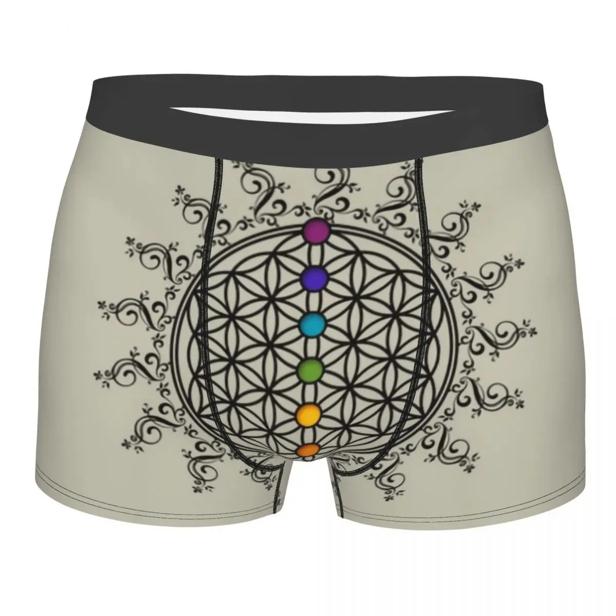 

Male Sexy Flower Of Life Chakra Underwear Boxer Briefs Men Soft Shorts Underpants