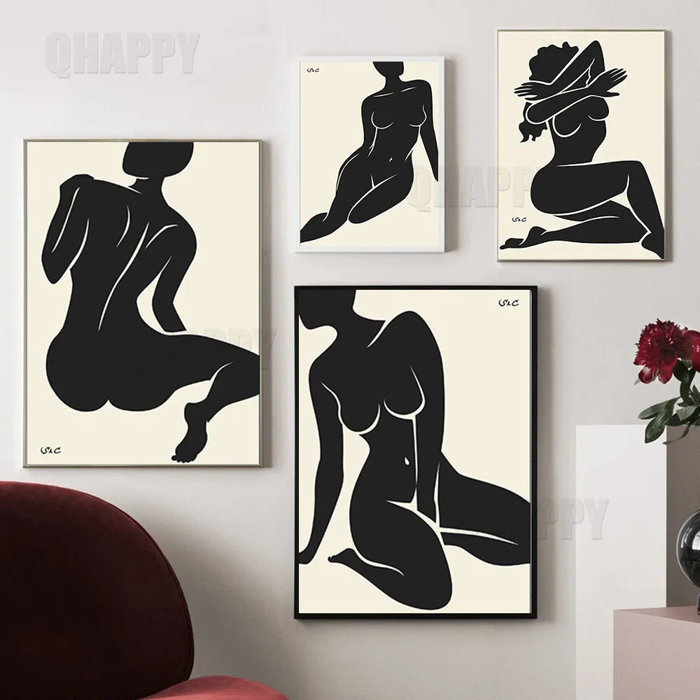 

Abstract Woman Nude Body Wall Art Canvas Painting Matisse Inspired Poster Sexy Figure Prints For Livingroom Modern Home Decor