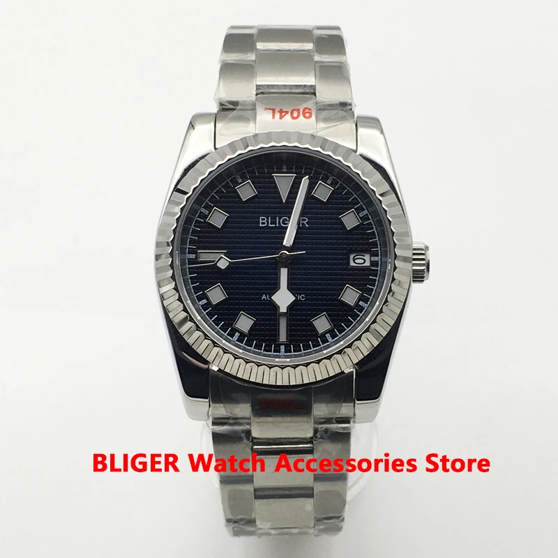 

BLIGER 36mm\39mm Mechanical Watch Dark Blue Dial Roman Numeral Case Date Window Automatic Men's Watch