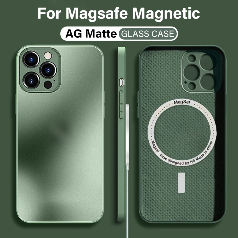 

For Magsafe AG Matte Magnetic Silicone Case For iPhone 14 13 12 11 Pro Max Glass Lens Wireless Charge Cover Phone Accessories