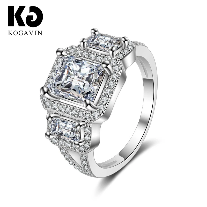 

KOGAVIN кольцо женское кольца женские бижутерия 2022 кольца обручальные женские ювелирные изделия 3A Кубический Цирконий Кристалл Свадебные мод...
