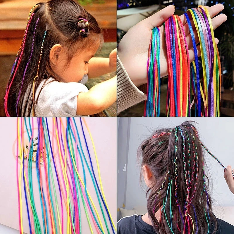 

1 комплект цветных ярких вязаных детских лент в стиле хип-хоп, веревка для волос для девочек и женщин, оплетка градиентного цвета, «сделай са...