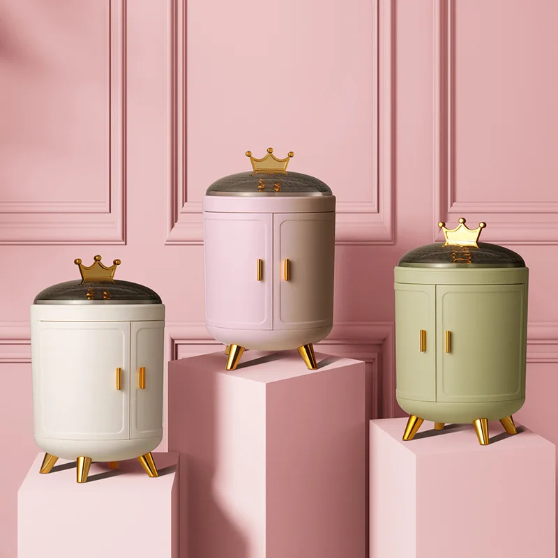 

Crown Jewelry Storage Box Makeup Organizer Earring Display Stand Bracelet Necklace Plastic Box Large Capacity 360 Degree