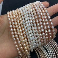 exquisite aa grade natural freshwater pearl 3 8mm rice shaped beads handmade fashion necklace earring accessory for diy jewelry