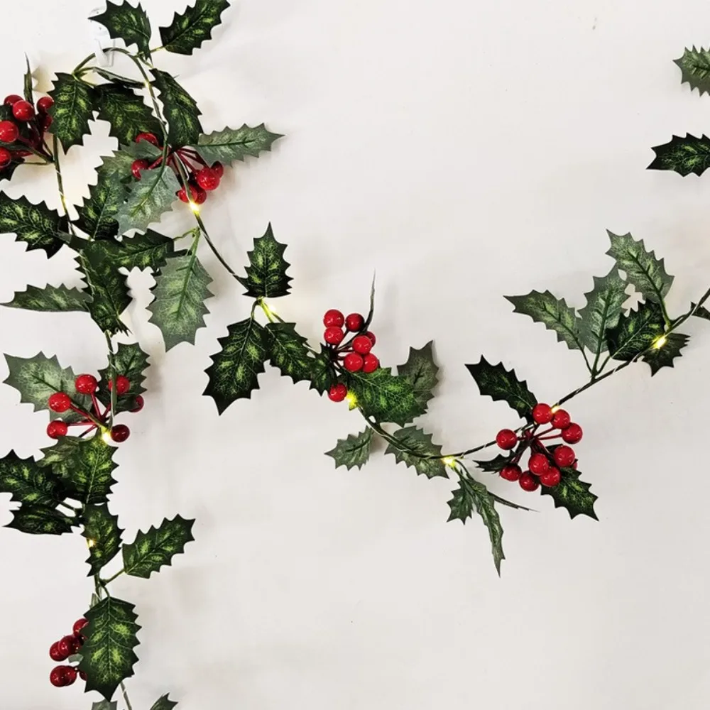 Рождественский декор Искусственный ротанг Сосновая гирлянда Зелень с огнями