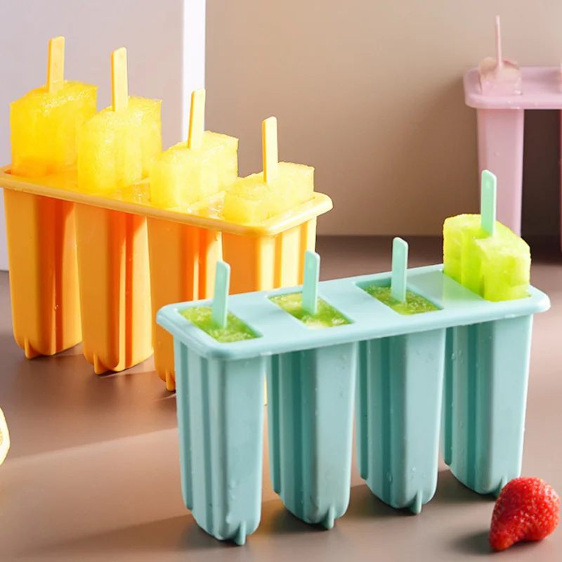 

4 Pieces Popsicle Mould Reusable DIY Homemade Dessert Freezer Fruit Juice Ice Pop Cube Mould Forms Popsicle Mold Ice Cream