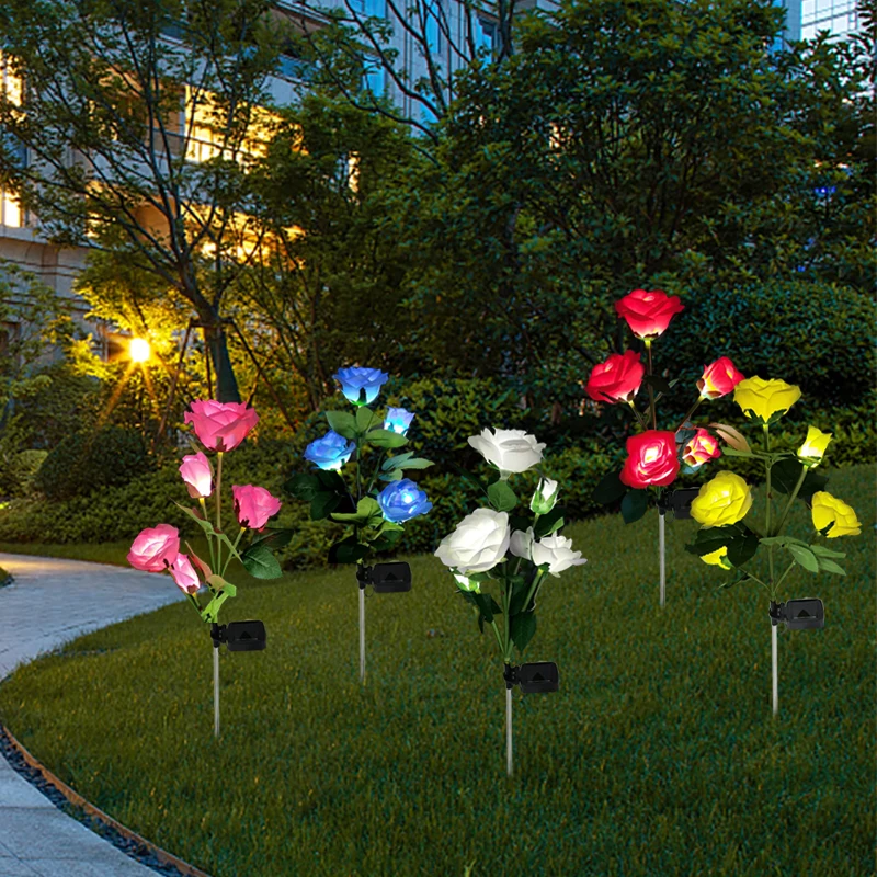 

LED Solar Simulation Rose Flower Light Home Decorative Lawn Lamp Waterproof Landscape Rose Flower Lights Decor Fluorescent Lamp