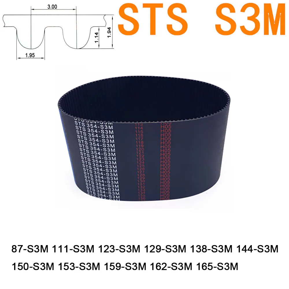 

1psc Width 6 10 15 20mm S3M Rubber Timing Belt Pitch Length 87 111 123 129 138 144 150 153 159 162 165mm Synchronous Belt