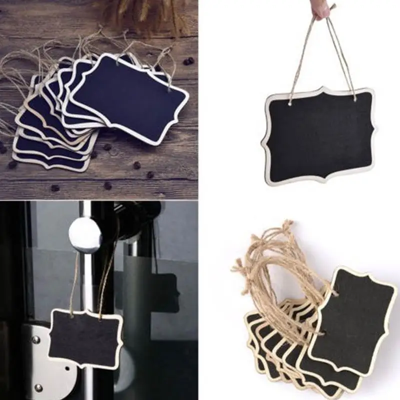 

12pcs Two-sided Blackboards Message Black Boards Decorations Wooden Crafts Pendant