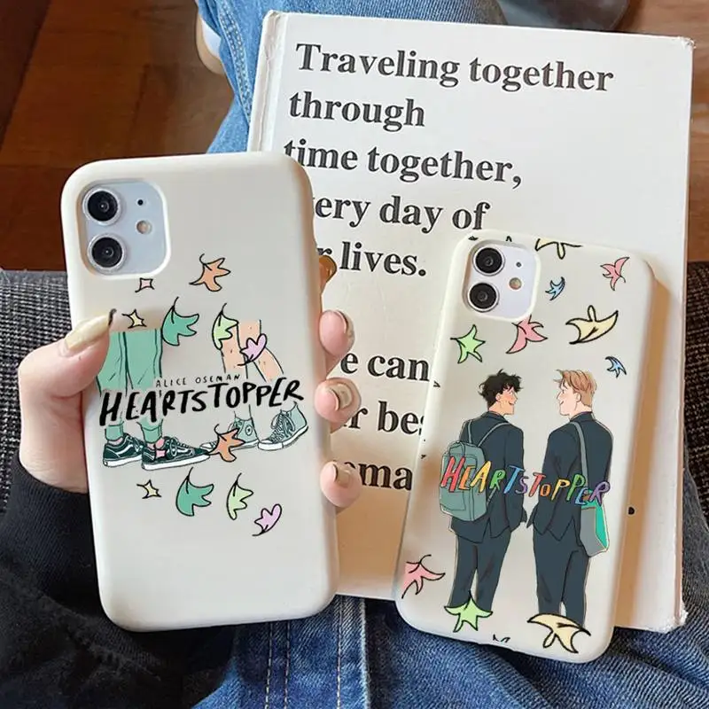 

Heartstopper Phone Case for iPhone 11 12 13 Mini Pro Xs Max 8 7 6 6S Plus X XR Solid Candy Color Case