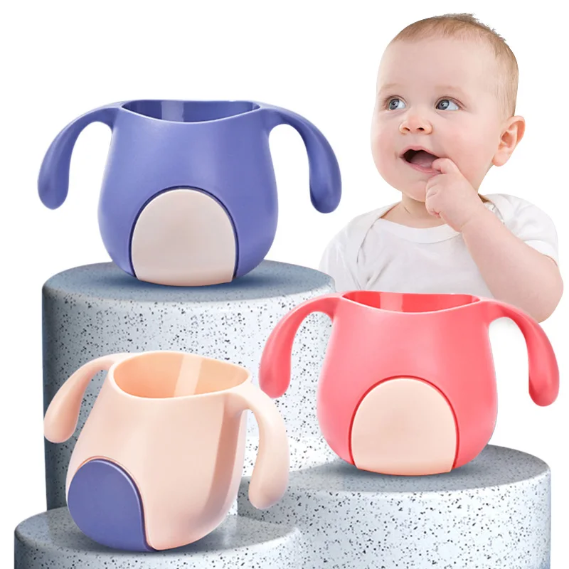 

Childrens Water Cup Tilt Baby Training Learning Drinking Cup with Double Handle Non-slip Bottom Infants Drinking Ware BPA Free