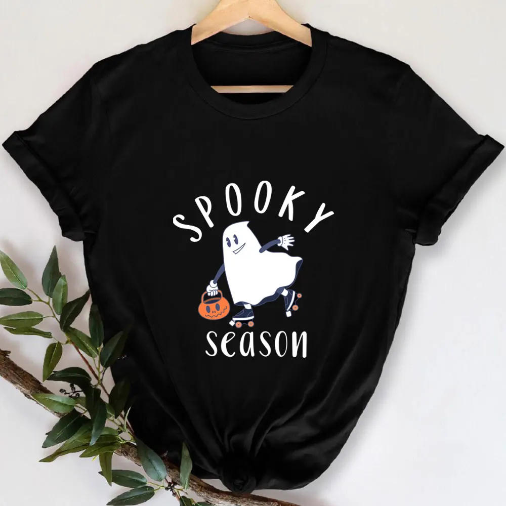 

Spooky Season Funny Halloween T Shirt Halloween Party Tee 100%Cotton Women Tshirt Unisex Funny Summer Casual Short Sleeve Top