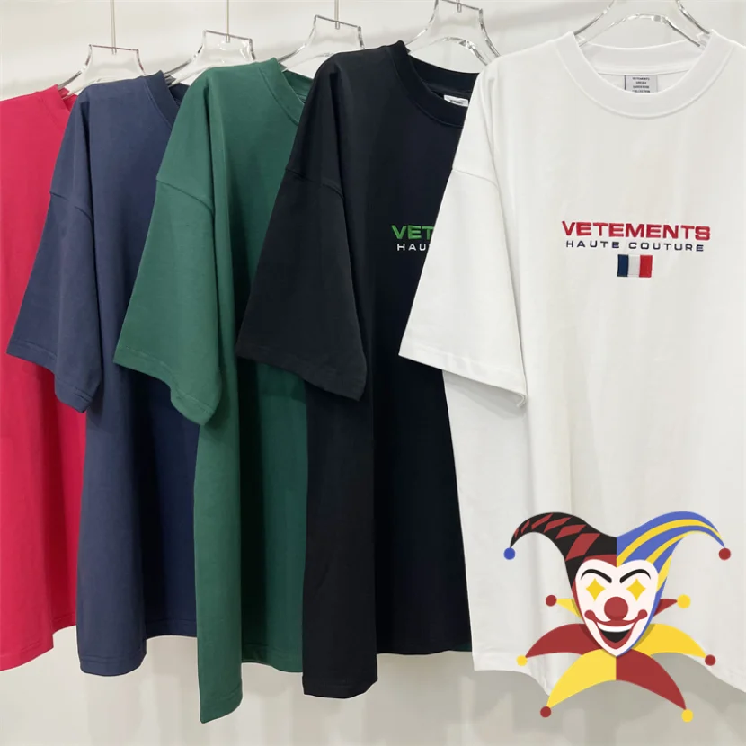 

Vetements Embroidered National Flag T-Shirt Men Women 1:1 Best Quality Oversized Summer Style T Shirt Tops Tee